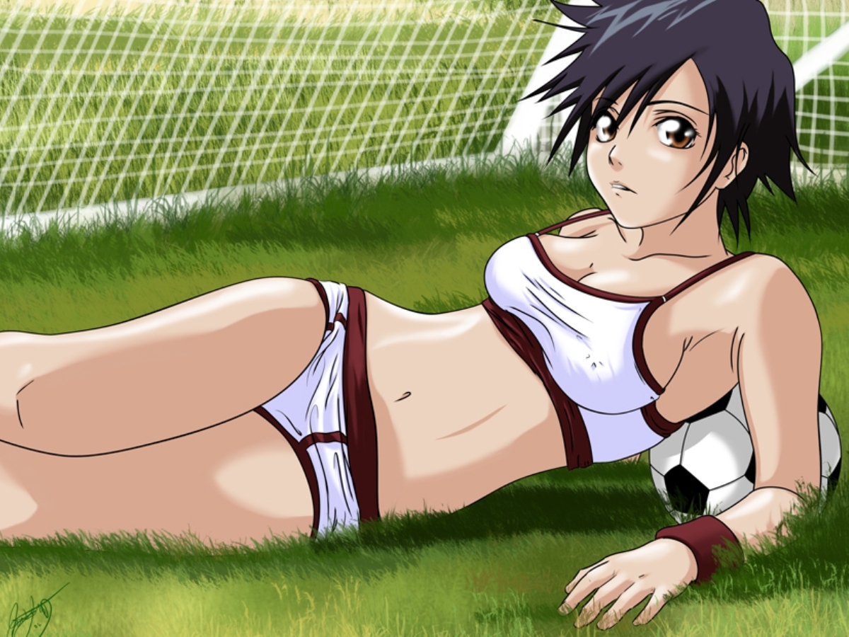 Arisawa Tatsuki In A Football Field Bleach Hentai Image. 