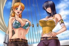 Nico Robin And Nami Posing On Deck | One Piece Hentai Image