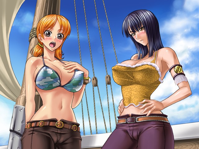 Nico Robin And Nami Posing On Deck One Piece Hentai Image