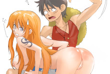 Luffy spanking Nami - One Piece Hentai Image