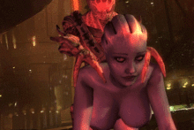Liara T'Soni and a Vorcha - Mass Effect