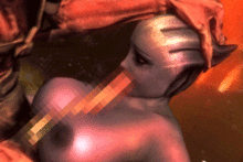 Liara T'Soni and a Vorcha - Mass Effect