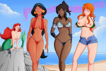 Ariel, Jasmine, Korra and Nami - Oo_Sebastian_oO - One Piece - Disney - Avatar - The Legend of Korra