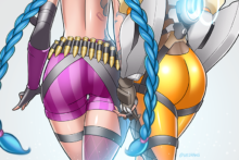 Jinx and Tracer - Velladonna - Overwatch - League of Legends