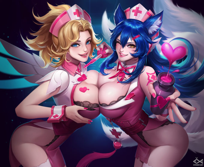Mercy and Ahri –  citemer – League of Legends – Overwatch
