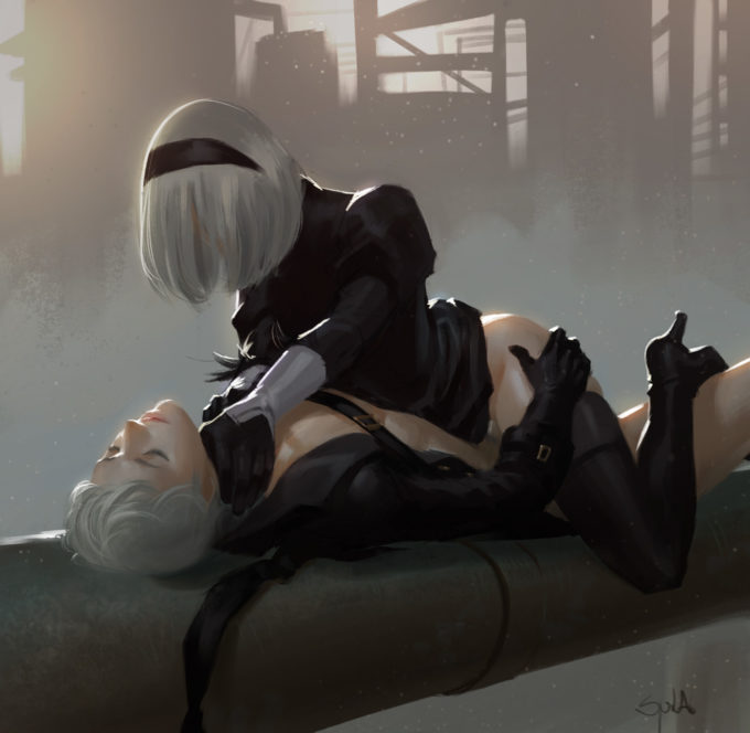 2B and 9S – Ursula Dorada – Nier Automata