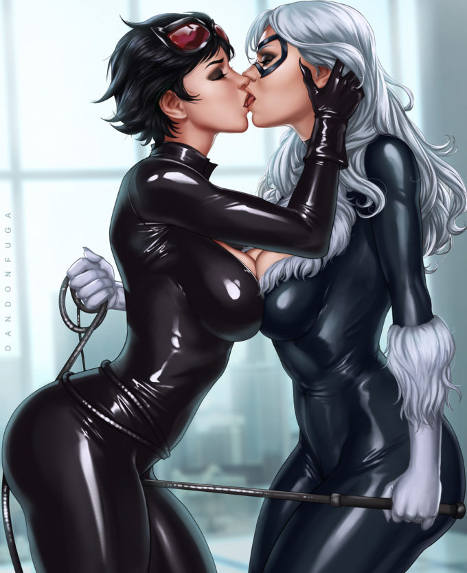Black Cat and Catwoman – Dandon Fuga – DC – Marvel