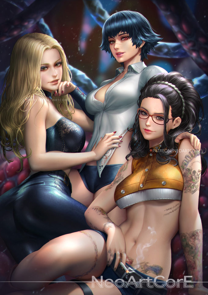 Trish, Lady and Nico – NeoArtCore – Devil May Cry