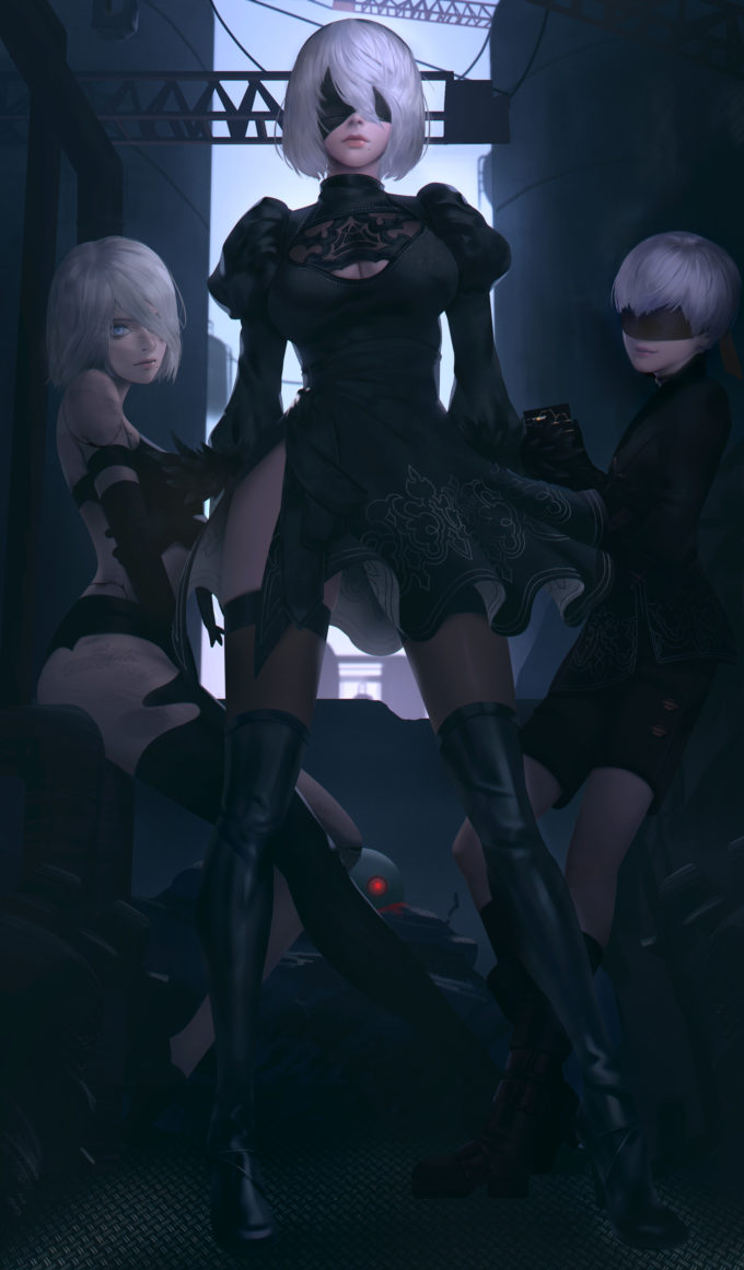 2B, 9S and 2A – Syleeart – Nier Automata