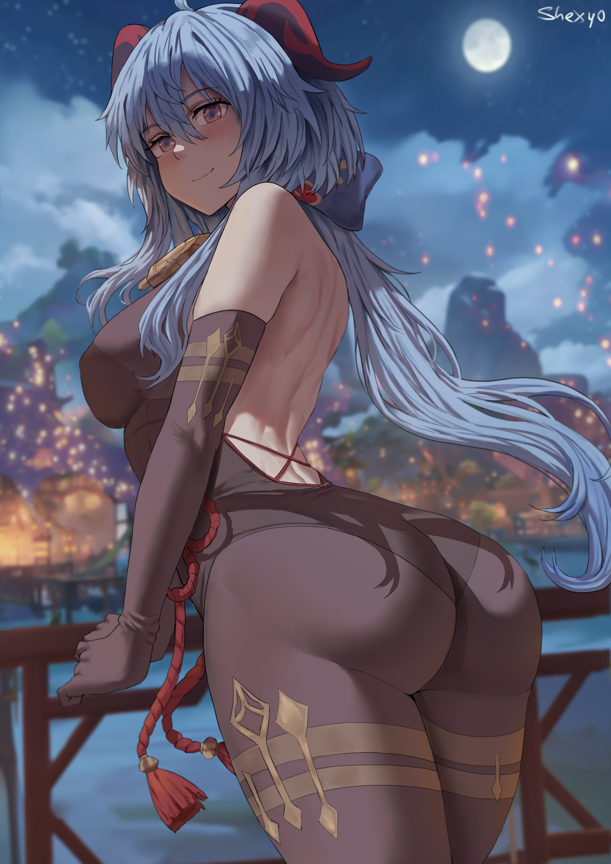 Huge collection of hentai images and videos. ass, Blue Hair, blush, Ganyu, ...