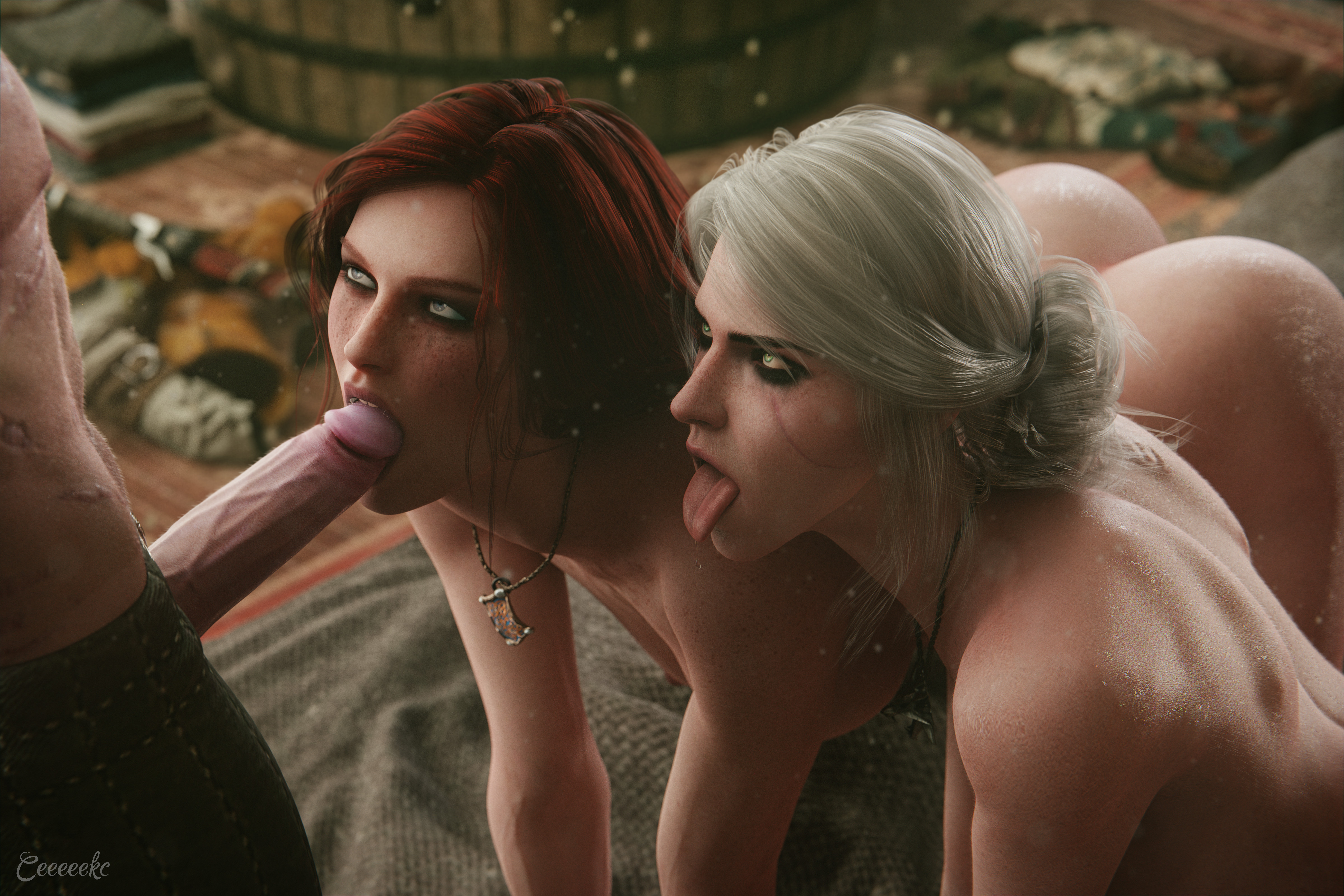 Geralt threesome sex